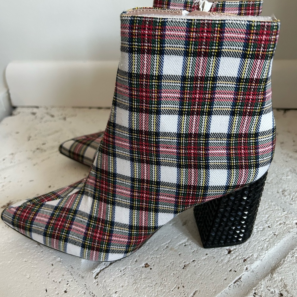 Betsey Johnson Plaid Ankle Boots